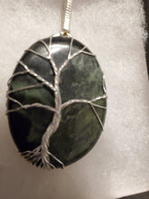 Load image into Gallery viewer, Custom Wire Wrapped Jade Tree Of Life Necklace/Pendant in Sterling Silver
