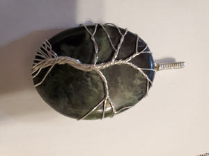 Custom Wire Wrapped Jade Tree Of Life Necklace/Pendant in Sterling Silver