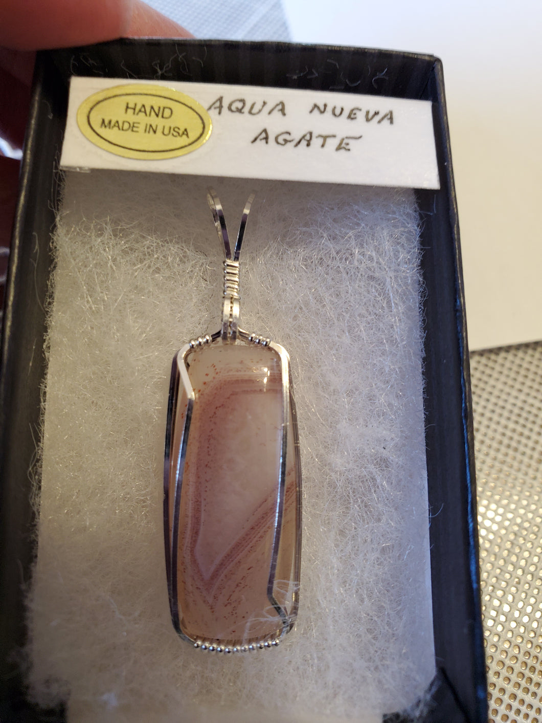Custom Wire Wrapped Aqua Nueva Necklace/Pendant Sterling Silver
