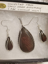 Load image into Gallery viewer, Custom Wire Wrapped Rock Collected From Nancy Hanks Birthplace Set Earrings, Necklace/Pendant Sterling Silver