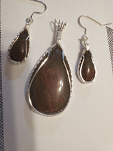 Load image into Gallery viewer, Custom Wire Wrapped Rock Collected From Nancy Hanks Birthplace Set Earrings, Necklace/Pendant Sterling Silver