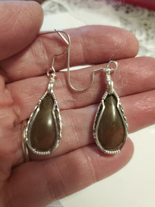 Custom Wire Wrapped Rock Collected From Nancy Hanks Birthplace Set Earrings, Necklace/Pendant Sterling Silver