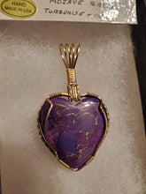Load image into Gallery viewer, Custom Wire Wrapped Mojave Purple Turquoise &amp; Copper Necklace/Pendant 14Kgf