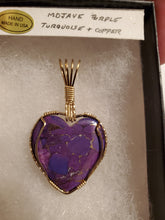 Load image into Gallery viewer, Custom Wire Wrapped Mojave Purple Turquoise &amp; Copper Necklace/Pendant 14Kgf