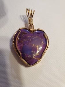 Custom Wire Wrapped Mojave Purple Turquoise & Copper Necklace/Pendant 14Kgf