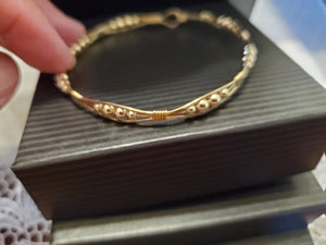 Custom Wire Wrapped 14kgf Bracelet with 14kgf beads 8 1/4