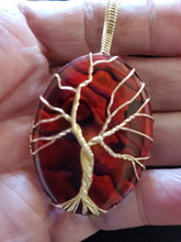 Load image into Gallery viewer, Custom Wire Wrapped Red Paua Shell Tree of Life Necklace/Pendant 14kgf