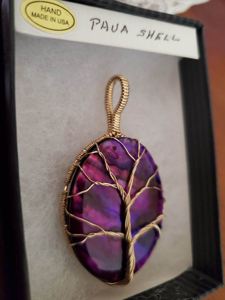 Custom Wire Wrapped Purple Paua Shell Necklace/Pendant 14Kgf – Treasure ...