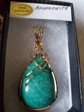 Load image into Gallery viewer, Custom Wire Wrapped Amazonite Virginia Gemstone Necklace/Pendant 14Kgf