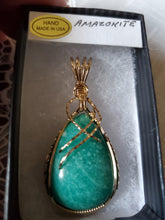 Load image into Gallery viewer, Custom Wire Wrapped Amazonite Virginia Gemstone Necklace/Pendant 14Kgf