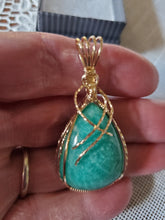 Load image into Gallery viewer, Custom Wire Wrapped Amazonite Virginia Gemstone Necklace/Pendant 14Kgf