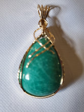 Load image into Gallery viewer, Custom Wire Wrapped Amazonite Virginia Gemstone Necklace/Pendant 14Kgf