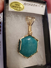 Load image into Gallery viewer, Custom Wire Wrapped Amazonite AAA+ Quality Virginia Gemstone Necklace/Pendant 14kgf
