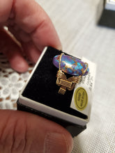 Load image into Gallery viewer, Custom Wire Wrapped Purple Mojave Turquoise &amp; Copper 14Kgf Ring Size 7 1/2