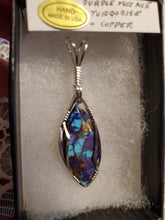 Load image into Gallery viewer, Custom Wire Wrapped Purple Mojave Turquoise &amp; Copper Necklace/Pendant Sterling Silver