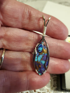 Custom Wire Wrapped Purple Mojave Turquoise & Copper Necklace/Pendant Sterling Silver