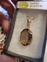 Load image into Gallery viewer, Custom Wire Wrapped Faceted Smokey Quartz Necklace/Pendant 14KGF