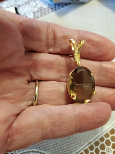 Custom Wire Wrapped Faceted Smokey Quartz Necklace/Pendant 14KGF