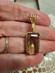 Custom Wire Wrapped Faceted Smokey Quartz Necklace/Pendant 14Kgf