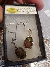 Load image into Gallery viewer, Custom Wire Wrapped Unakite from Rockbridge County VA. Earrings Sterling Silver