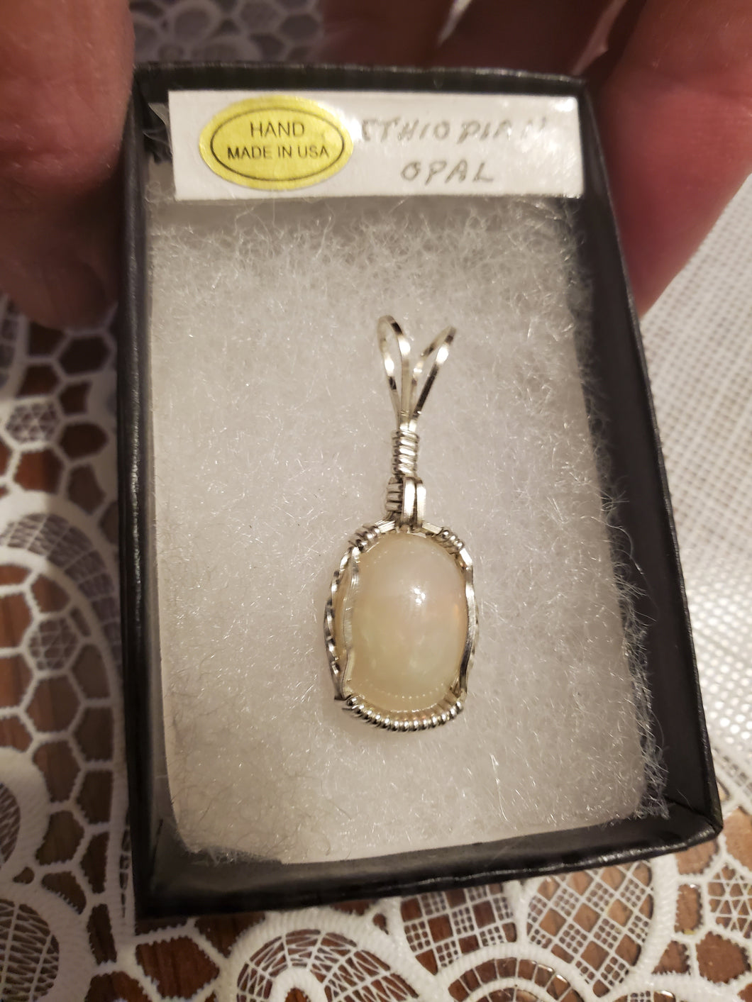 Custom Wire Wrapped Ethiopian Opal Necklace/Pendant Sterling Silver