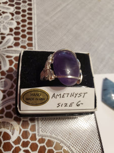 Custom wire wrapped Amethyst Ring Size 6 1/2  Sterling Silver