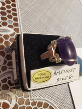 Load image into Gallery viewer, Custom wire wrapped Amethyst Ring Size 6 1/2  Sterling Silver