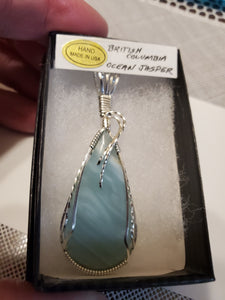 Custom Wire Wrapped British Columbia Ocean Jasper Necklace/Pendant Sterling Silver