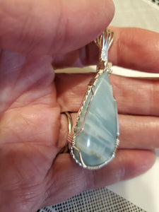 Custom Wire Wrapped British columbia Ocean Jasper Necklace/Pendant Sterling Silver