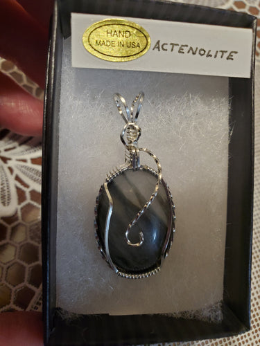 Custom Wire Wrapped Actenolite Necklace/Pendant Sterling Silver