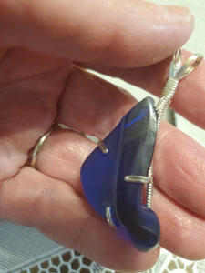 Custom Wire Wrapped Lake Superior Beach Glass Necklace/Pendant Sterling Silver