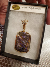 Load image into Gallery viewer, Custom Wire Wrapped Charoite/Copper Necklace/Pendant 14Kgf