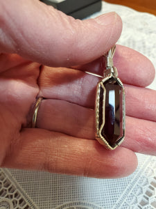 Custom Wire Wrapped Natural Faceted Garnet Necklace/Pendant Sterling Silver