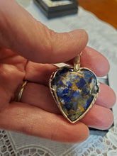 Load image into Gallery viewer, Custom Wire Wrapped Heart Lapis &amp; Bronze Compsite Necklace/Pendant Sterling Silver