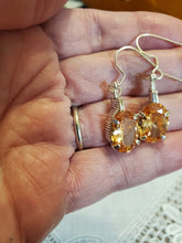 Load image into Gallery viewer, Custom Wire Wrapped Faceted Orange Sapphire Earrings Sterling Silver