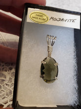 Load image into Gallery viewer, Custom Wire Wrapped Faceted Moldavite Necklace/Pendant Sterling Silver