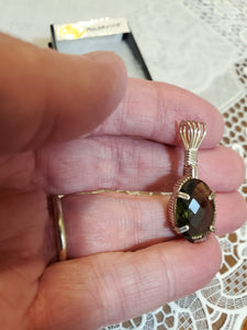 Custom Wire Wrapped Faceted Moldavite Necklace/Pendant Sterling Silver