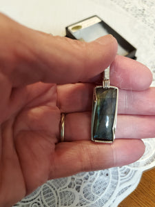 Custom Wire Wrapped Labradorite Necklace/Pendant Sterling Silver
