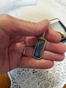 Custom Wire Wrapped Labradorite Necklace/Pendant Sterling Silver