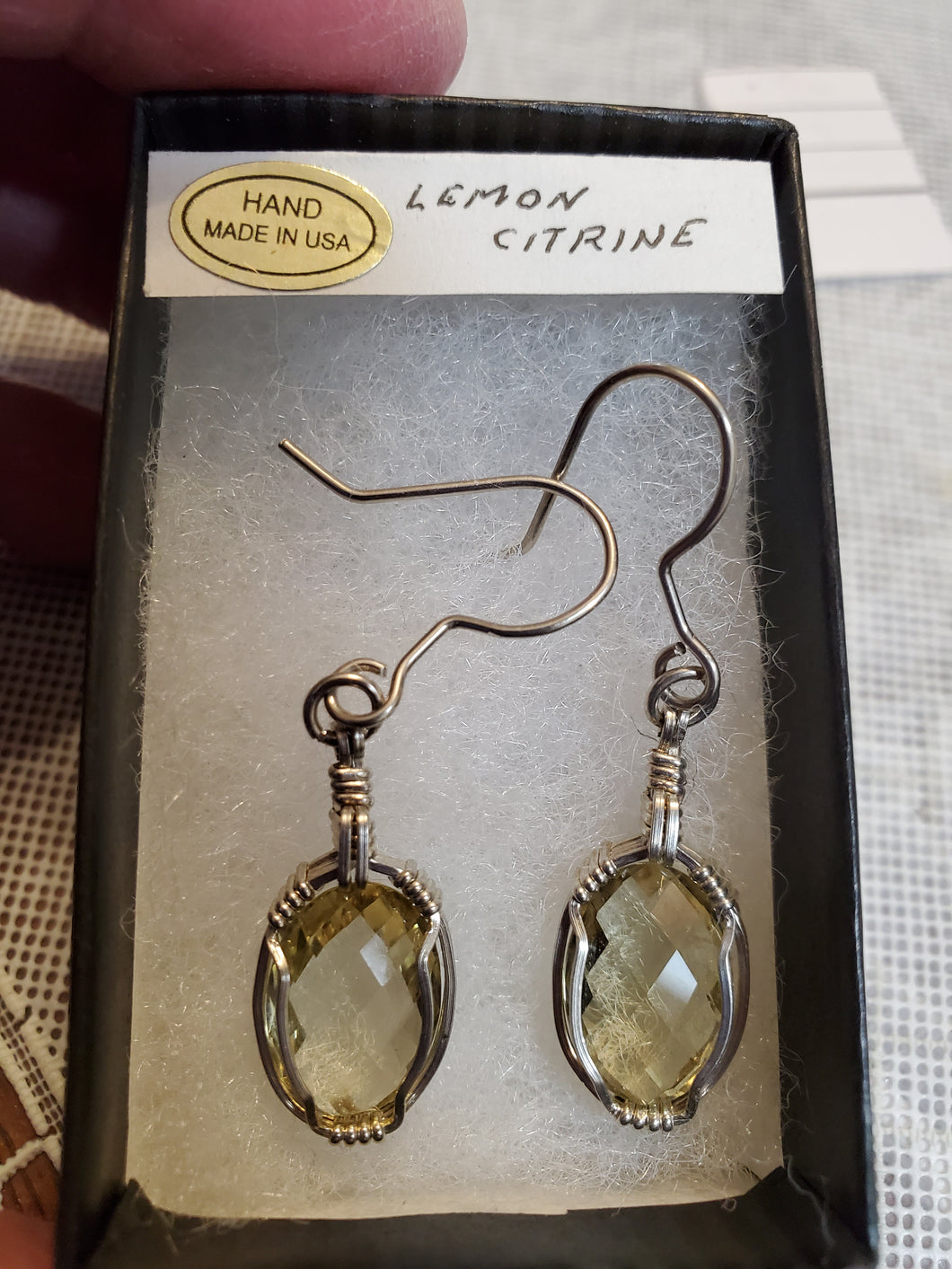 Custom Wire Wrapped Lemon Citrine Faceted Earrings Sterling Silver