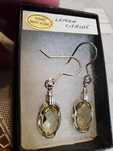 Load image into Gallery viewer, Custom Wire Wrapped Lemon Citrine Faceted Earrings Sterling Silver