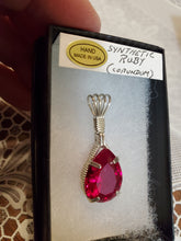 Load image into Gallery viewer, Custom Wire Wrapped Synthetic Ruby (Corundum)Necklace/Pendant Sterling Silver