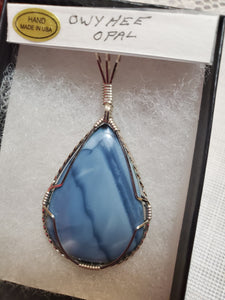 Custom Wire Wrapped Owyhee Opal Necklace/Pendant Sterling Silver