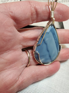 Custom Wire Wrapped Owyhee Opal Necklace/Pendant Sterling Silver