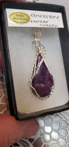 Custom Wire Wrapped Rare Kammererite Necklace/Pendant Sterling Silver