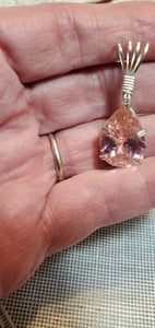 Custom Wire Wrapped Faceted Pink Sapphire Necklace/Pendant 18.5 ct Sterling Silver