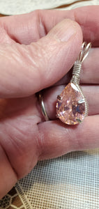 Custom Wire Wrapped Faceted Pink Sapphire Necklace/Pendant 18.5 ct Sterling Silver