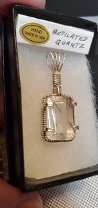 Custom Wire Wrapped Faceted Rutilated Quartz Necklace/Pendant Sterling Silver