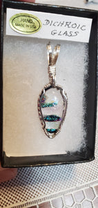 Custom Wire Wrapped Dichroic Glass Necklace/Pendant Sterling Silver