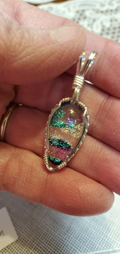 Custom Wire Wrapped Dichroic Glass Necklace/Pendant Sterling Silver